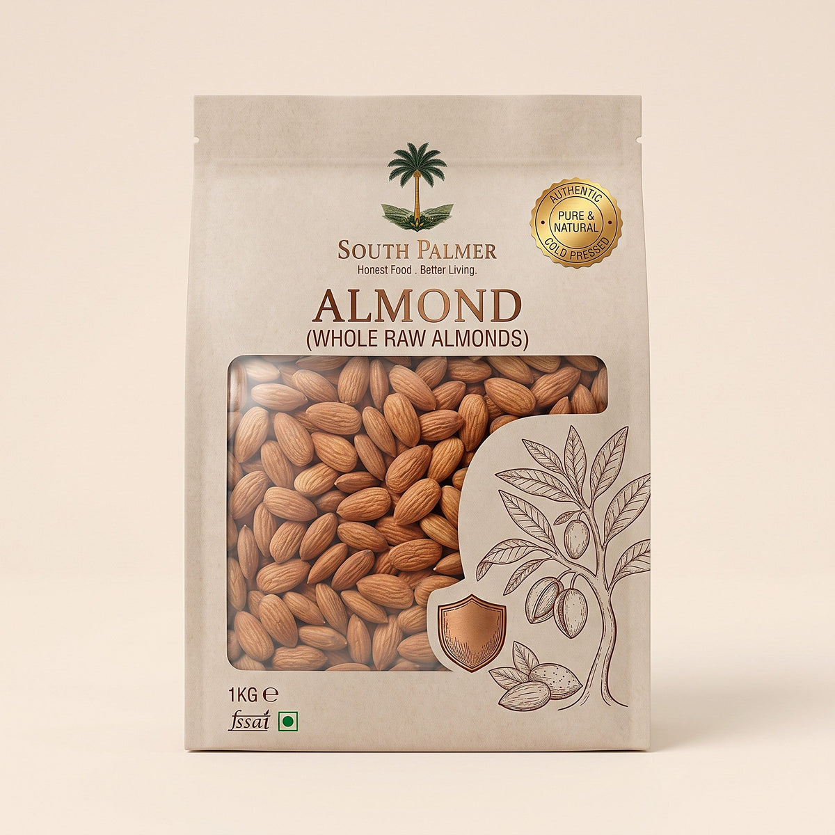 South Palmer Whole Raw Almonds 1 kg pack